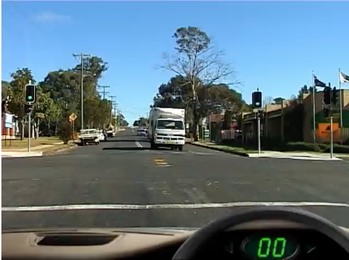 Truck at the lights &mdash; hazard perception practice clip 42