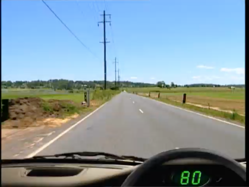 Rural road, 80 zone &mdash; hazard perception practice clip 46