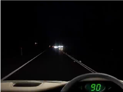 Night driving, oncoming lights &mdash; hazard perception practice clip 47