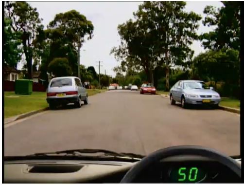 Quiet street, parked cars &mdash; hazard perception practice clip 50