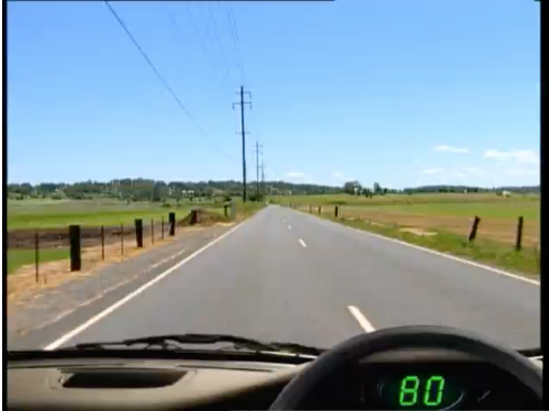 Rural highway, 80 zone &mdash; hazard perception practice clip 53