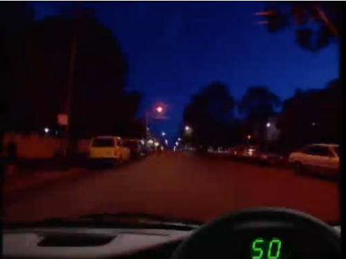 Night street, red signal &mdash; hazard perception practice clip 63