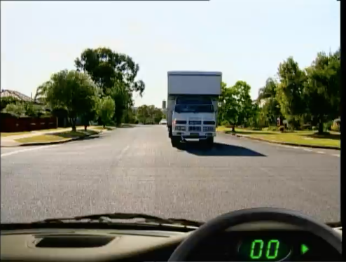 Truck straight ahead &mdash; hazard perception practice clip 66